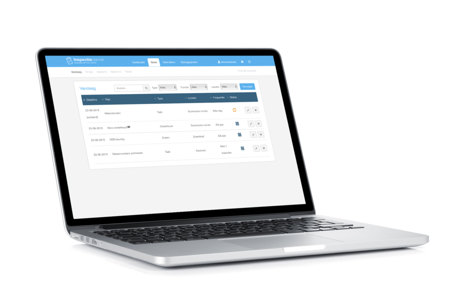 Inspectieplanner op een MacBook
